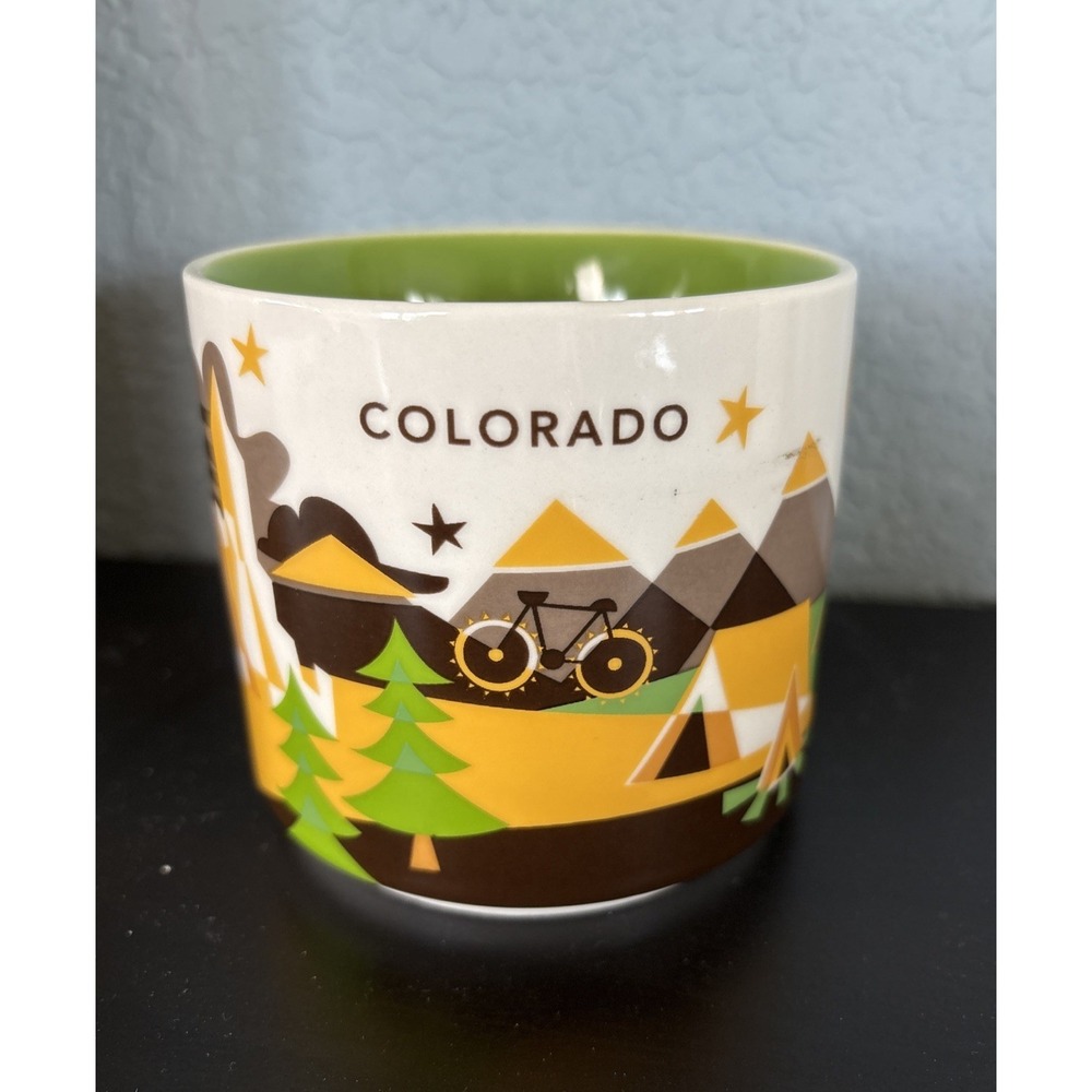 Starbucks Mug Colorado Coffee Cup You Are Here 14oz Green 2014 Mountains